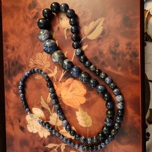 Jay King Blue Sodalite Gemstone Bead Necklace 925 32 Inch